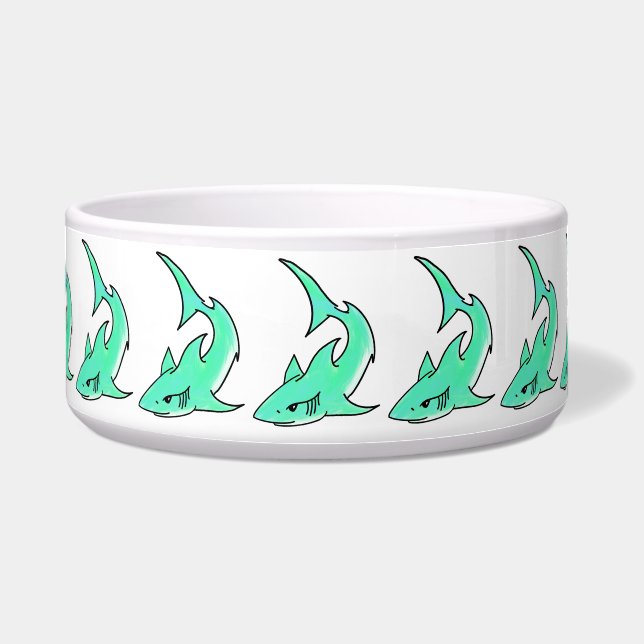 Écuelle requin souriant de dessin animé bleu vert océan an (Devant)