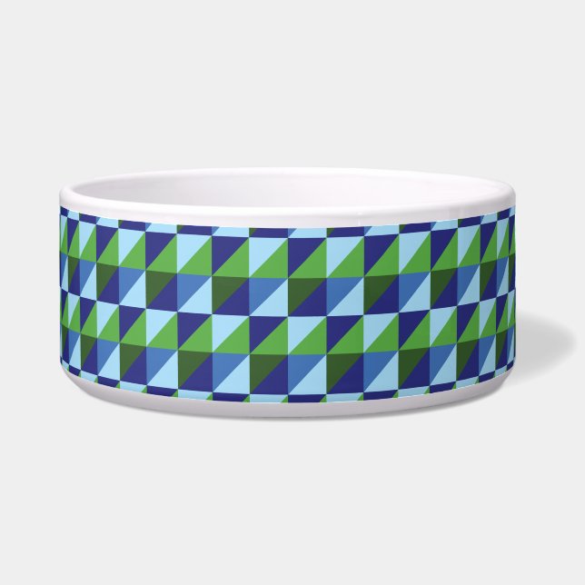 Écuelle Rétro Bleu & Vert Géométrique Triangle Abstrait An (Devant)