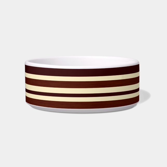 Écuelle Retro Brown Crème rayures Motif Pet Bowl (Devant)