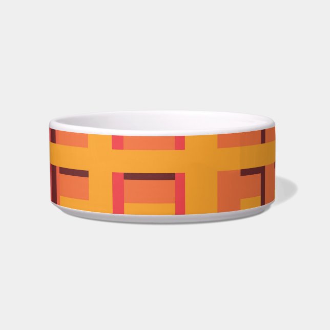 Écuelle Retro Brown Orange Yellow Stripes Motif Pet Bowl (Devant)