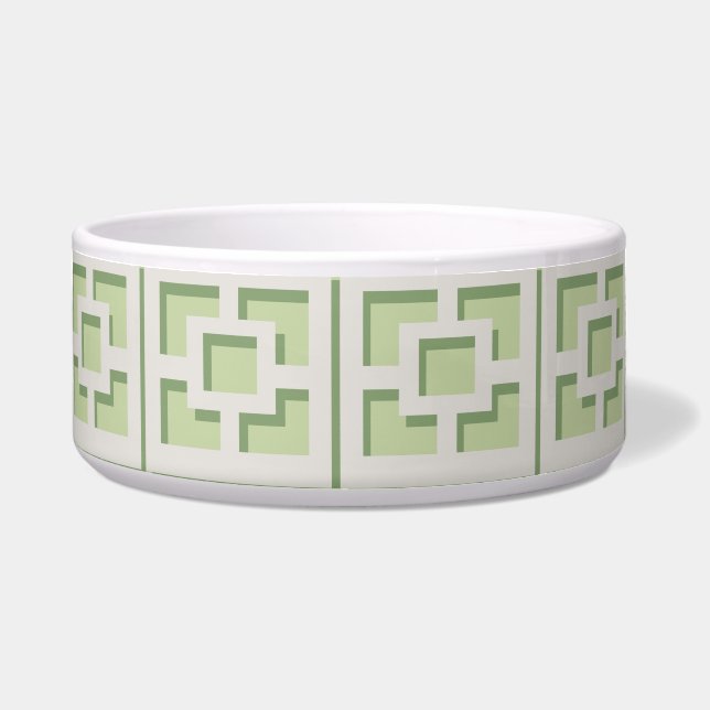 Écuelle Retro Green Trellis Ceramic Pet Bowl (Devant)