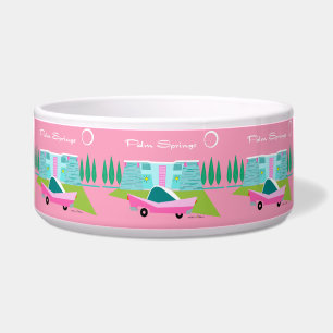 Écuelle Retro Pink Palm Springs en céramique Pet Bowl