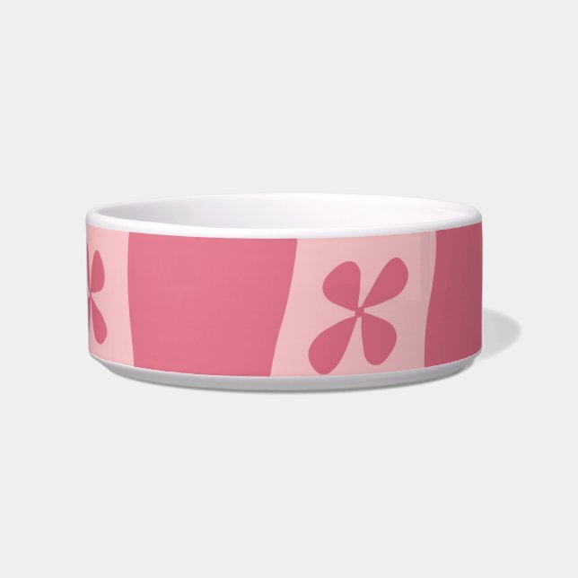Écuelle Retro rose À damiers motif floral (Devant)