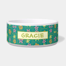 Rétro sarcelle patchwork floral personnalisé grand
