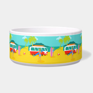 Écuelle Retro Surfer Couple Ceramic Pet Bowl