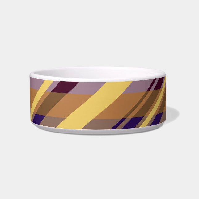 Écuelle Retro Yellow Purple Gris Motif Pet Bowl (Droite)