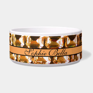 Écuelle Rhinestone jaune, diamants jaunes, bol en pierres 