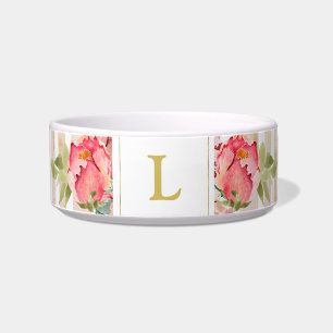 Écuelle Rose, floral, shabby chic, rayé monogrammed