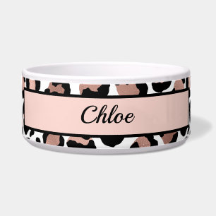 Écuelle Rose Gold Black Imprimé Léopard guépard Chien chat