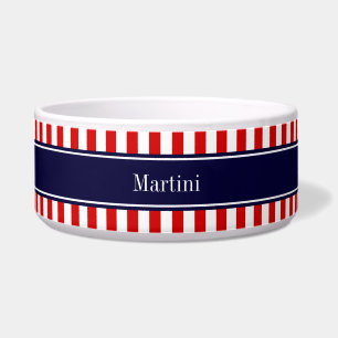 Écuelle Rouge Blanc Bleu Bleu de la marine Nom Monogramme