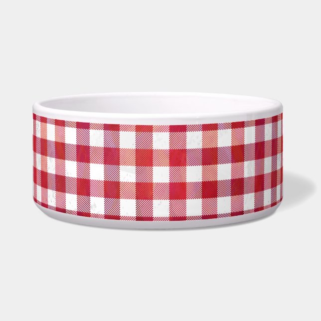 Écuelle Rouge et blanc À damiers plaid (Devant)