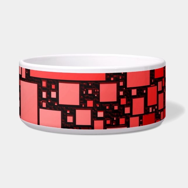 Écuelle Rouge et blanc Carré Danser Ceramic Pet Bowl (Droite)