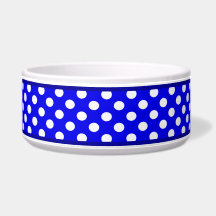 Royal Blue Polka Dot Motif Ceramic Chien Bowl
