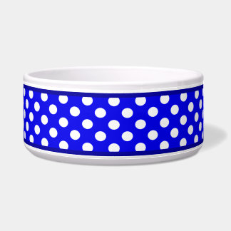 Écuelle Royal Blue Polka Dot Motif Ceramic Chien Bowl