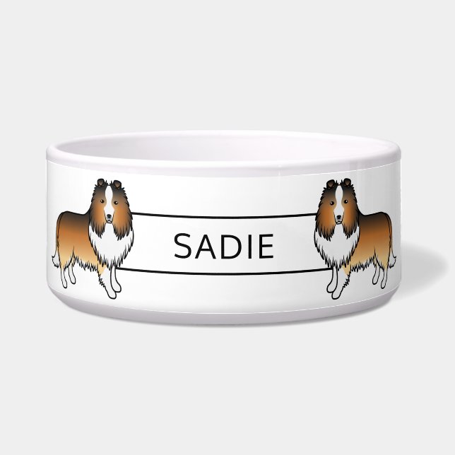 Écuelle Sable Shetland Sheepdog Chiens de Dessin Animé & N (Devant)