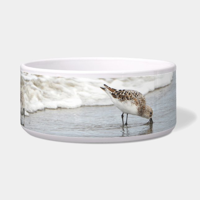 Écuelle Sandpipers sur la plage Photo Ceramic Pet Bowl (Devant)