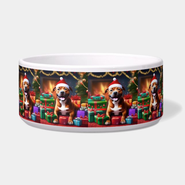 Écuelle "Santa Paws : La surprise festive d'un Staffy"   (Devant)