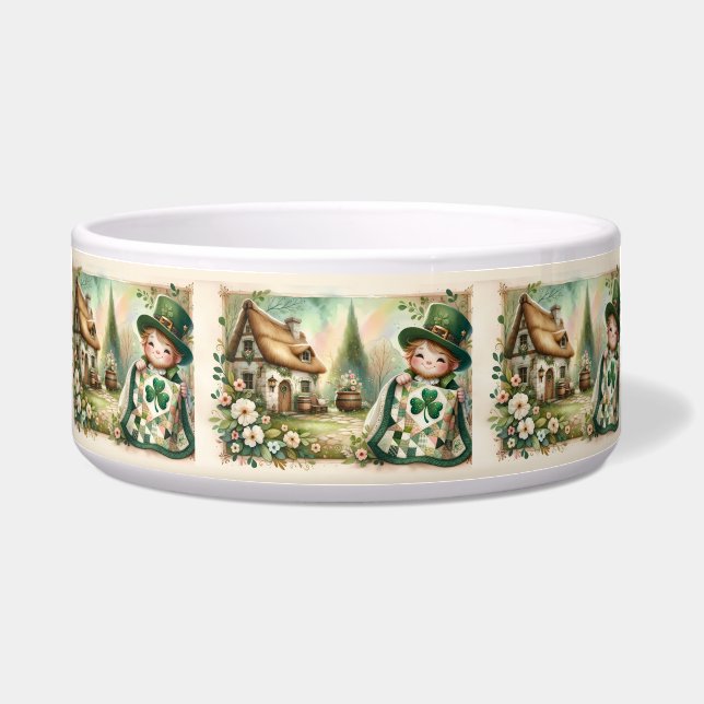 Écuelle Scène de courtepointe patchwork Cottage Leprechaun (Devant)