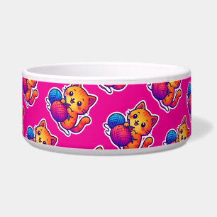 Écuelle Scène Whimsical de Tricot de chats Kawaii avec sur