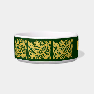 Écuelle Serpent d'or celtique sur la cuvette vert-foncé de