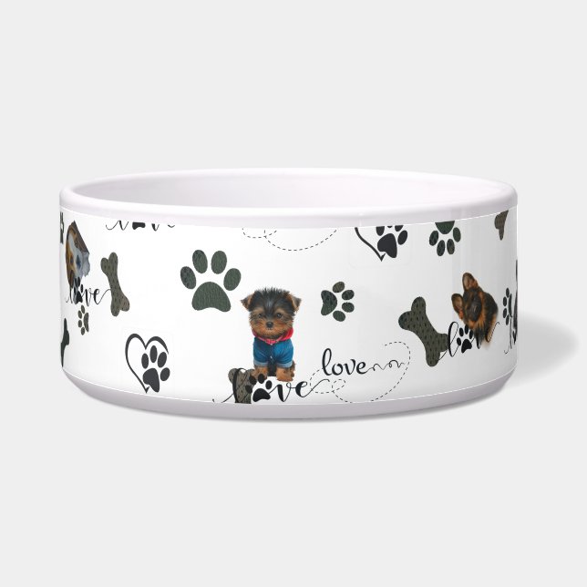 Écuelle Set de table bandana de chiots mignons (Gauche)