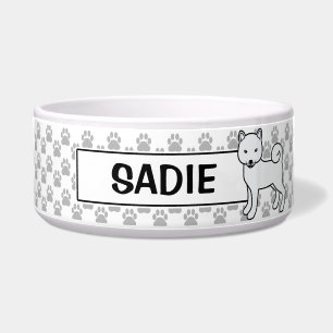 Écuelle Shiba Inu Blanc Chien Mignon Avec Nom de l'animal