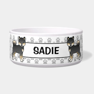 Écuelle Shiba Inu Chatte Chien Noir Et Tan Avec Le Nom Du