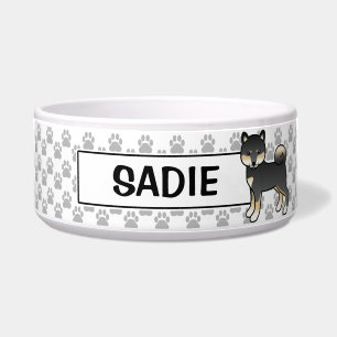 Écuelle Shiba Inu noir et feu Chien mignon avec le nom de 