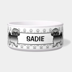 Écuelle Shih Tzu Gris Chien Mignon Avec Pattes & Nom