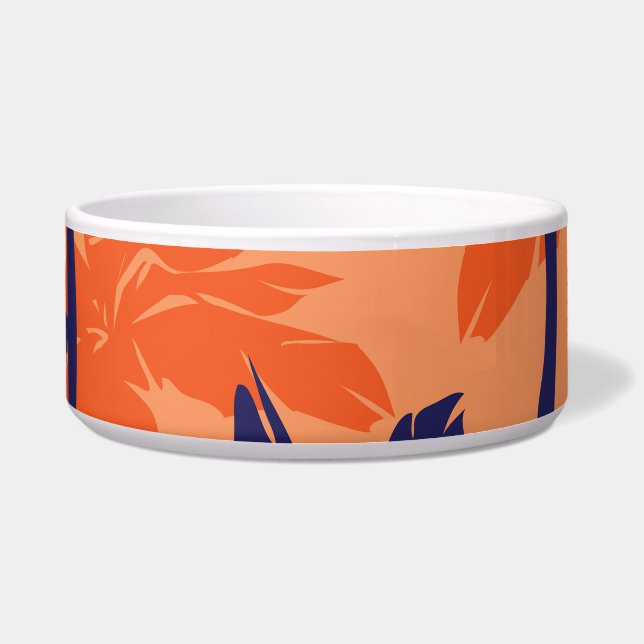 Écuelle Silhouette de palmier bleu, arrière - plan orange (Devant)