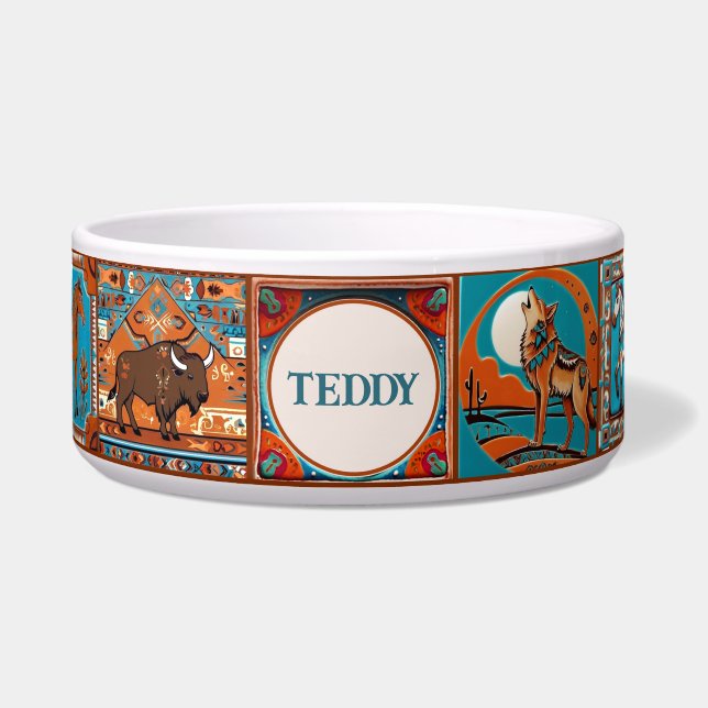 Écuelle Southwestern Native American Tile Custom Pet (Devant)