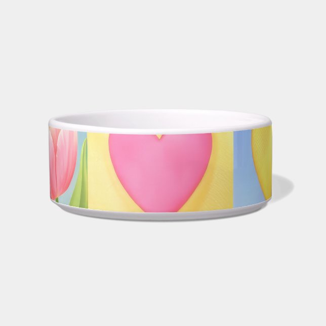 Écuelle Spring Blossoms Heart Checkerboard Pattern Pet (Devant)