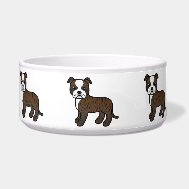 Écuelle Staffordshire Bull Terrier bringlé et blanc (Devant)
