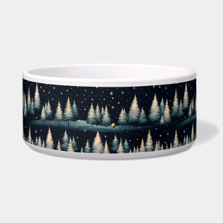 Écuelle Starry Winter Forest Night Ceramic Pet Bowl