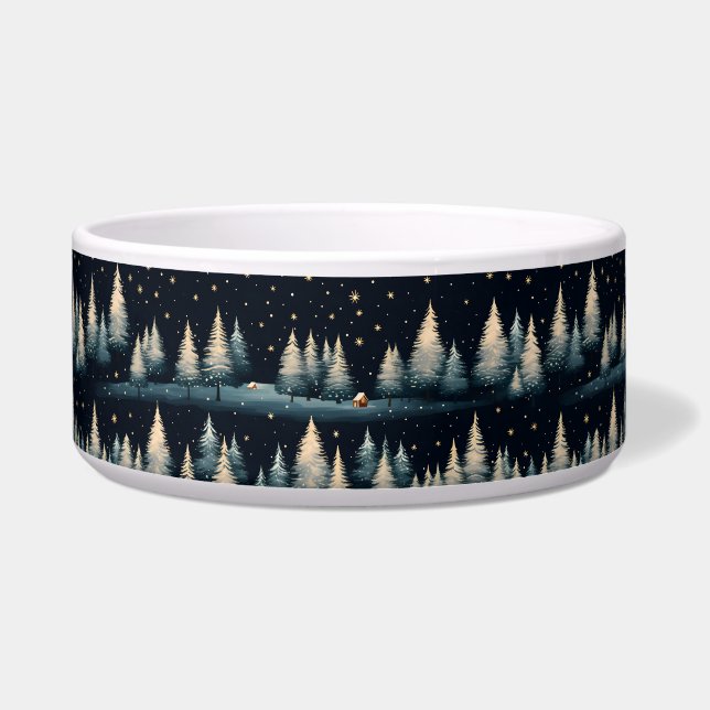 Écuelle Starry Winter Forest Night Ceramic Pet Bowl (Devant)
