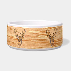 Écuelle Style White Tail Deer Head Wood