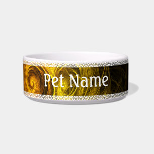 Écuelle Sunrise Floral Rouge Abstrait Art Chat Bowl