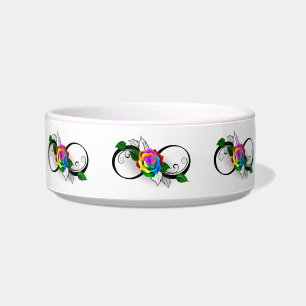 Écuelle Symbole d'infini avec rose arc-en-ciel