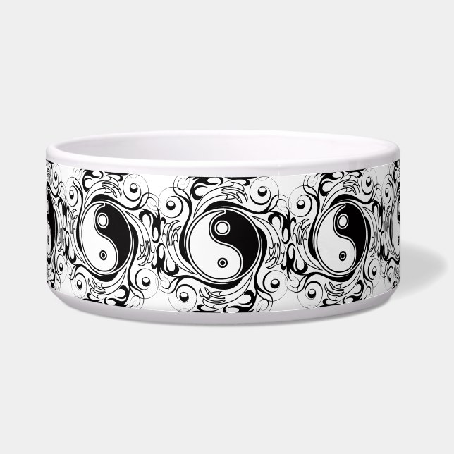 Écuelle Symbole Yin et Yang Style tatouage noir et blanc (Devant)