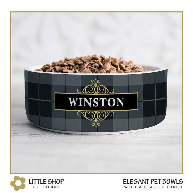 Écuelle Tartan noir plaqué or Customisé (Créateur téléchargé)