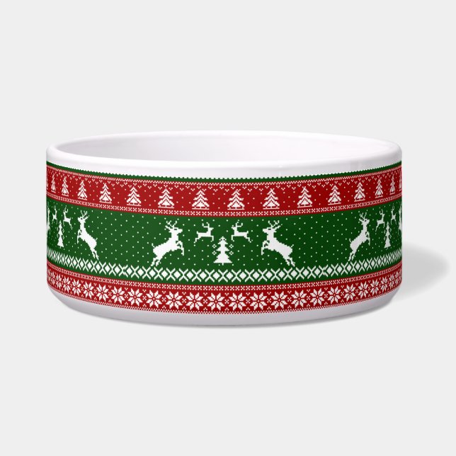 Écuelle Tasse pour animaux en céramique avec pull de Noël  (Devant)