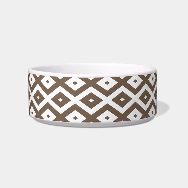 Écuelle Taupe motif diamant brun et blanc (Devant)