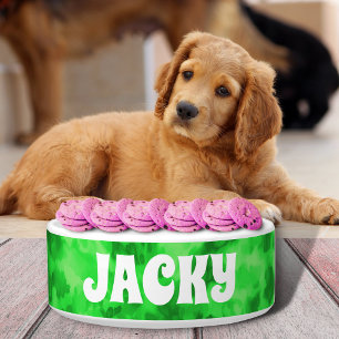 Écuelle Teinture à tarte verte Nom personnalisé du chien o