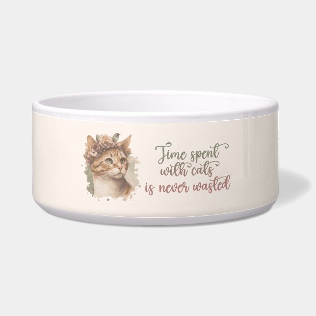 Écuelle Temps Passé Avec Des Chats Mignon Dessin Aquarelle (Devant)