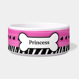 Écuelle Tendance rose zèbre rayure personnalisée chien ani