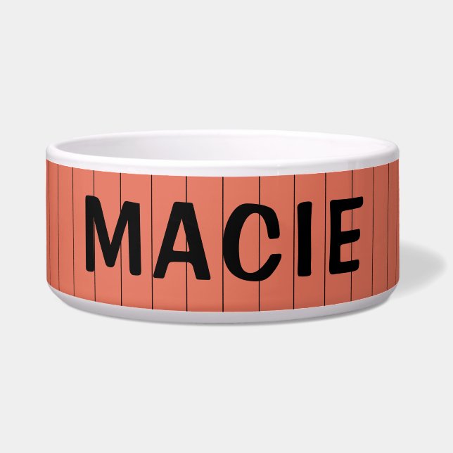 Écuelle Terracotta et noir mince nom trié Chien de chat (Devant)