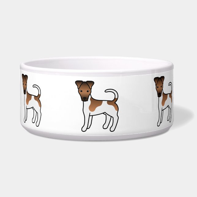 Écuelle Térrier Fox Lisse Blanc Et Brun Chien De Dessin An (Devant)