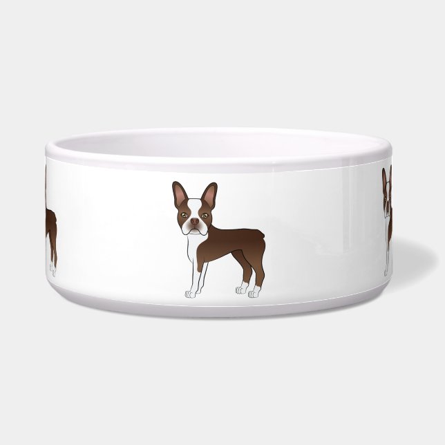 Écuelle Tervueren et blanc Boston Terrier Chien de dessin  (Devant)