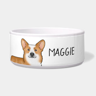 Écuelle Tête de chien Corgi gallois Pembroke rouge et nom