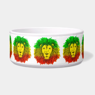 Écuelle Tête de lion rasta rouge jaune vert dessin Jamaïqu